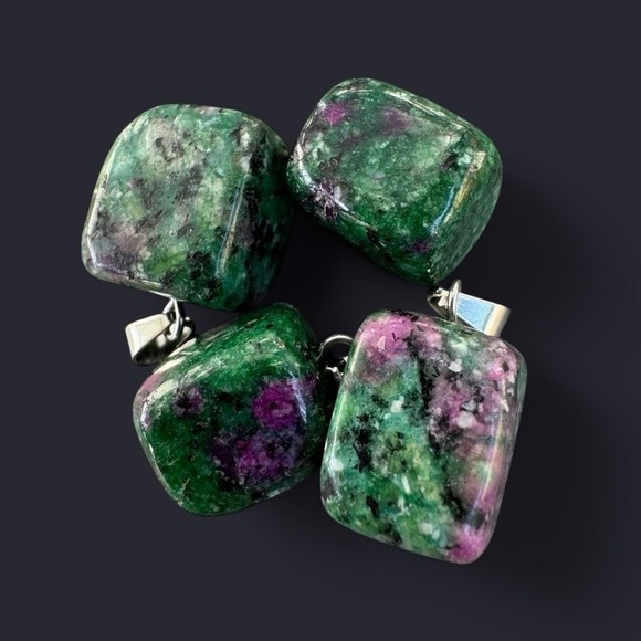 Ruby Zoisite Stone Pendant Necklace - Picture 2 of 5